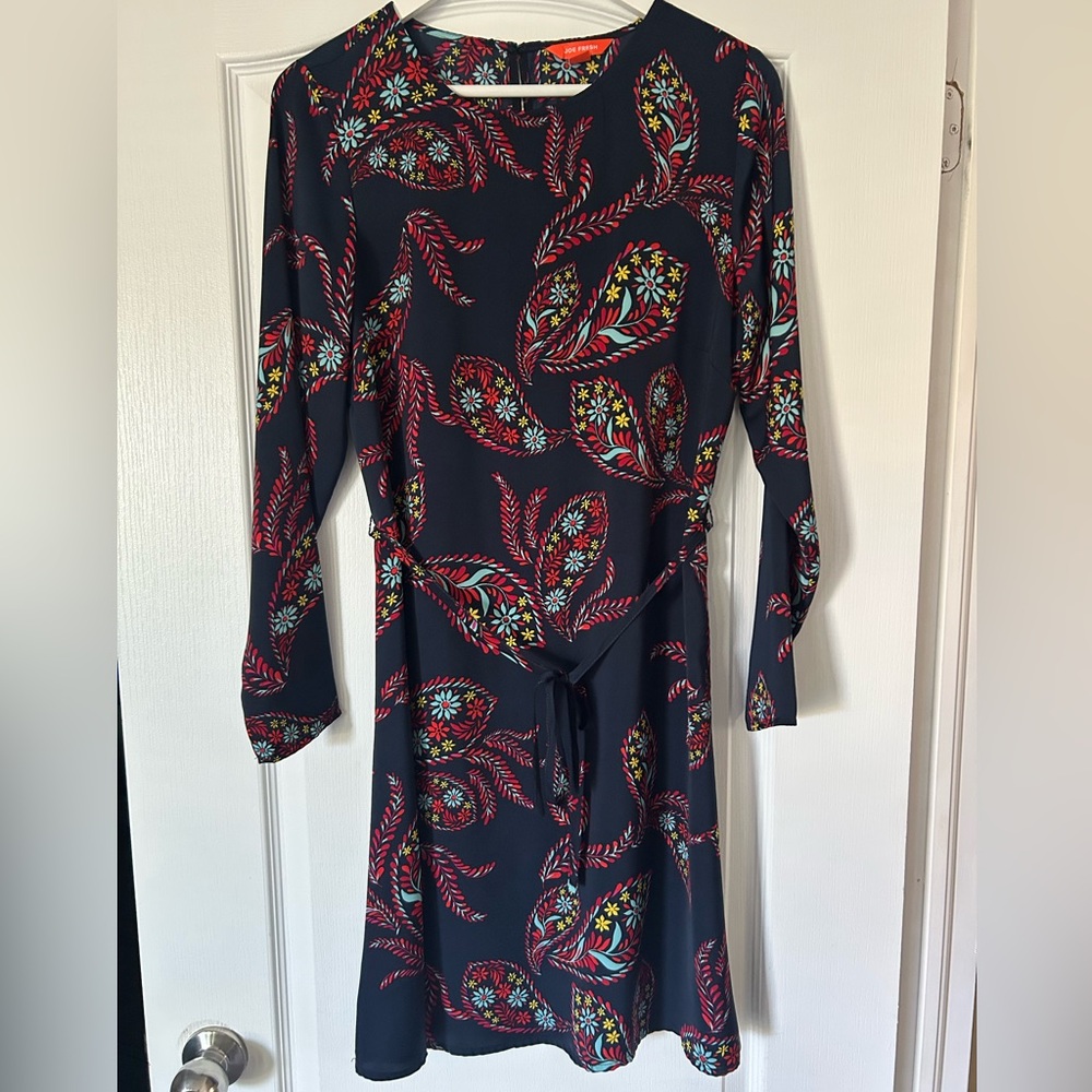 Joe Fresh Blue Sheath Dress Long Sleeve Crew Neck